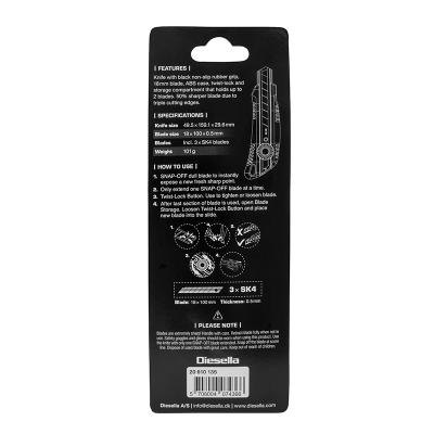 Kniv med Non-Slip gummigreb, 18 mm knivblad, Skruelås og magasin med 2 ekstra knivblade